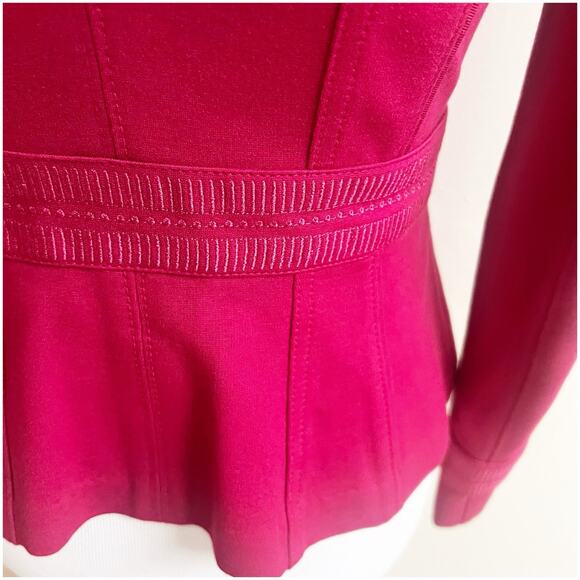 White House Black Market Military Style Fitted Blazer Jacket Sz 0 Fuschia Ponte - Picture 10 of 11